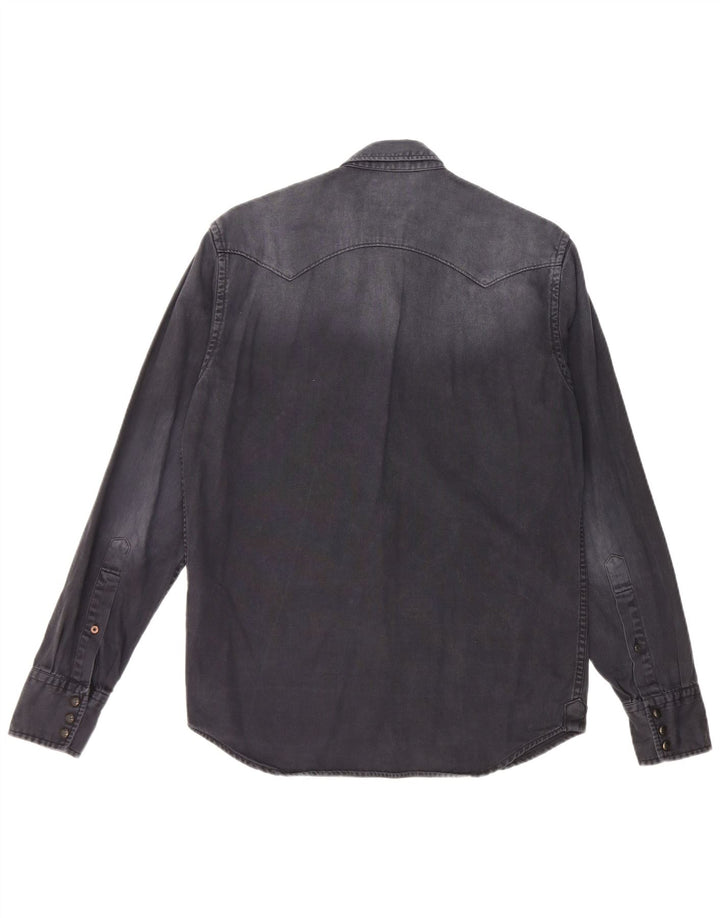 REPLAY Chemise en Jean Teint en Plongeé Coton Bleu Marine Moyen Homme