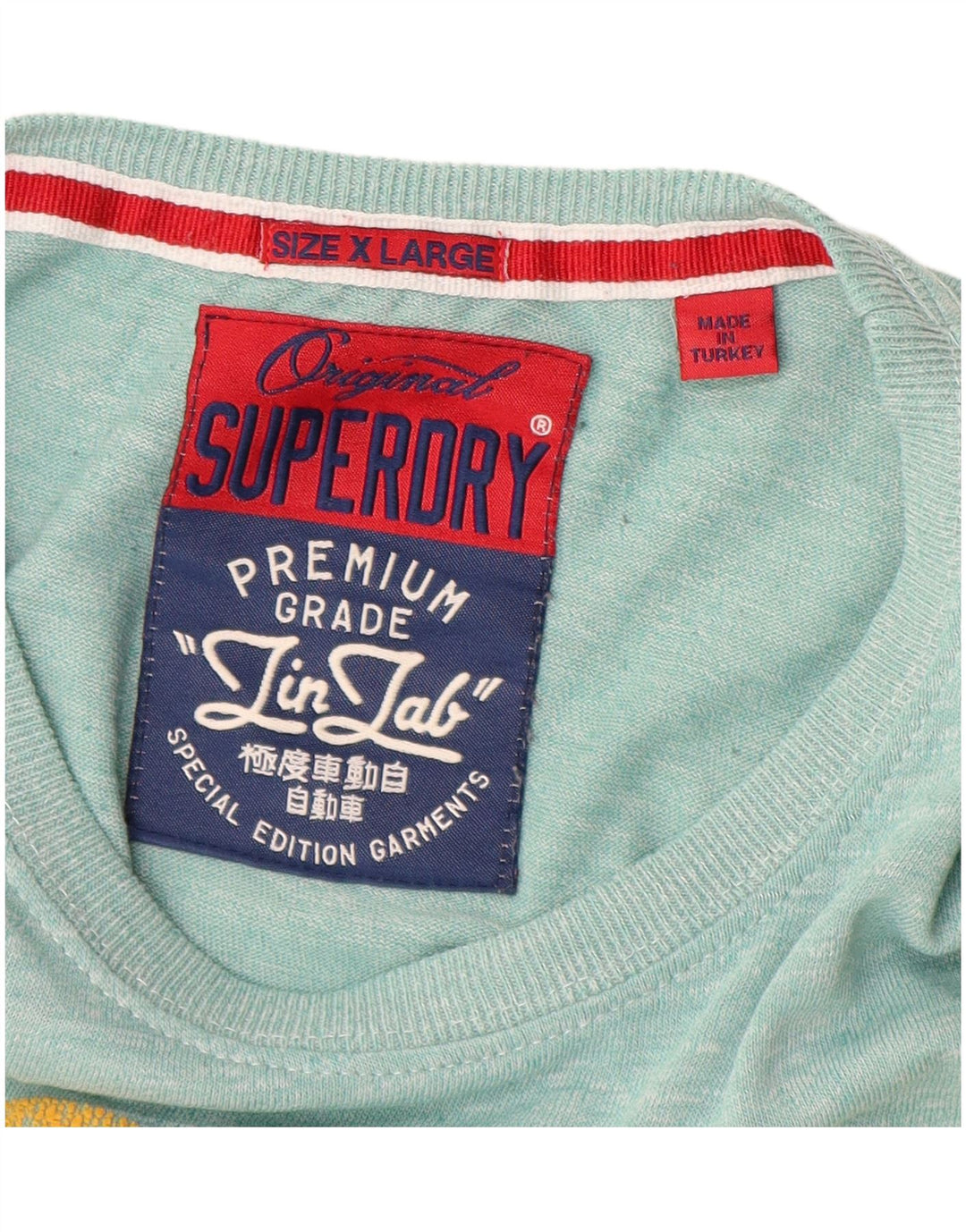 SUPERDRY T-Shirt Graphique Homme Top XL Bleu Coton