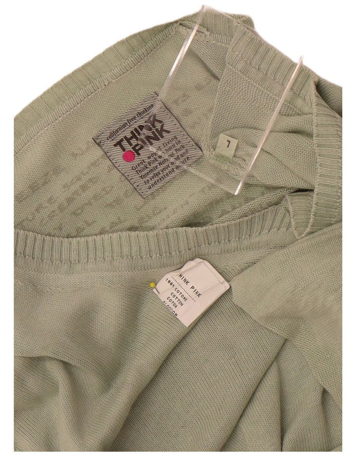 Think Pink Pull col V pour homme en coton vert Taille L