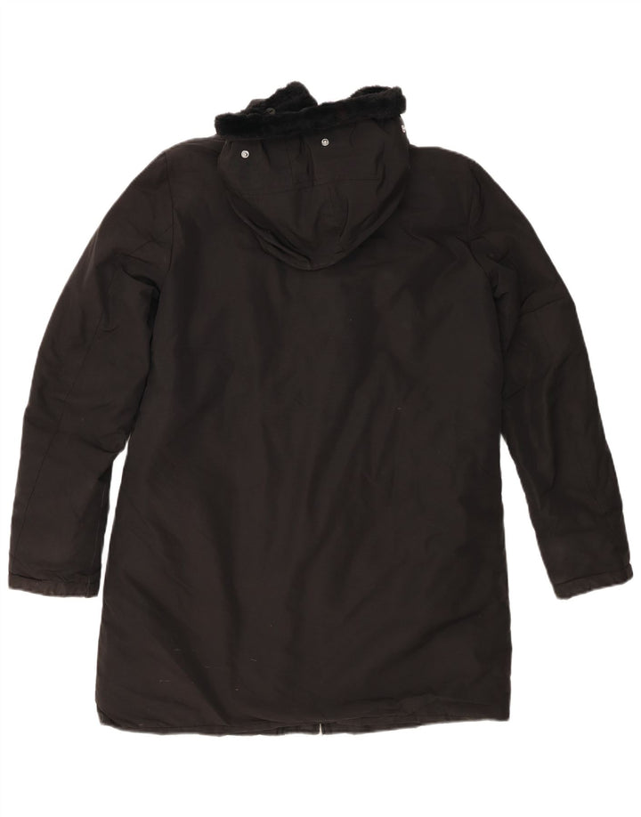 Zara Manteau coupe-vent à capuche pour femme UK 10 Small Noir