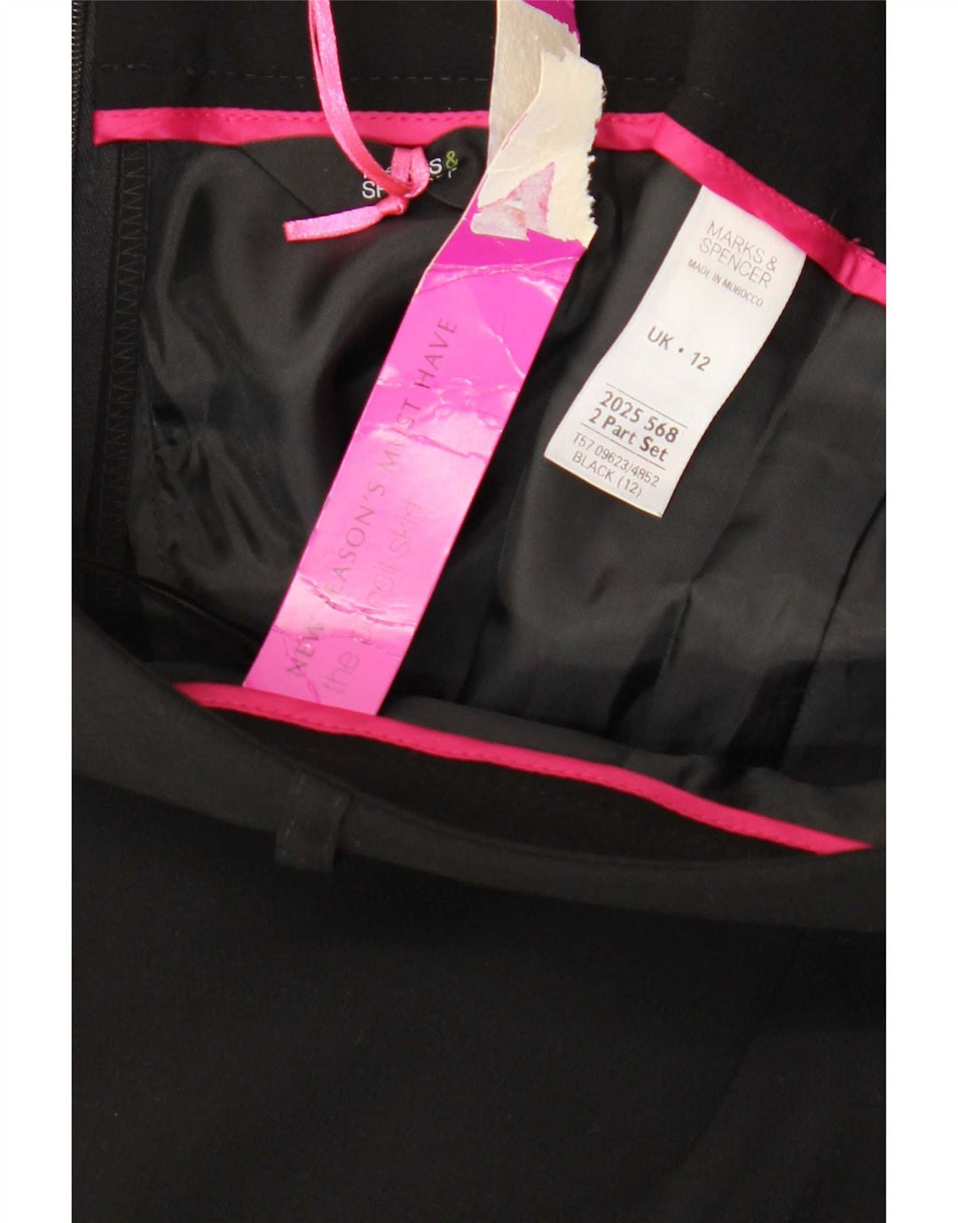 Marks & Spencer Jupe crayon pour femme UK 12 Medium W30 Noir Polyester