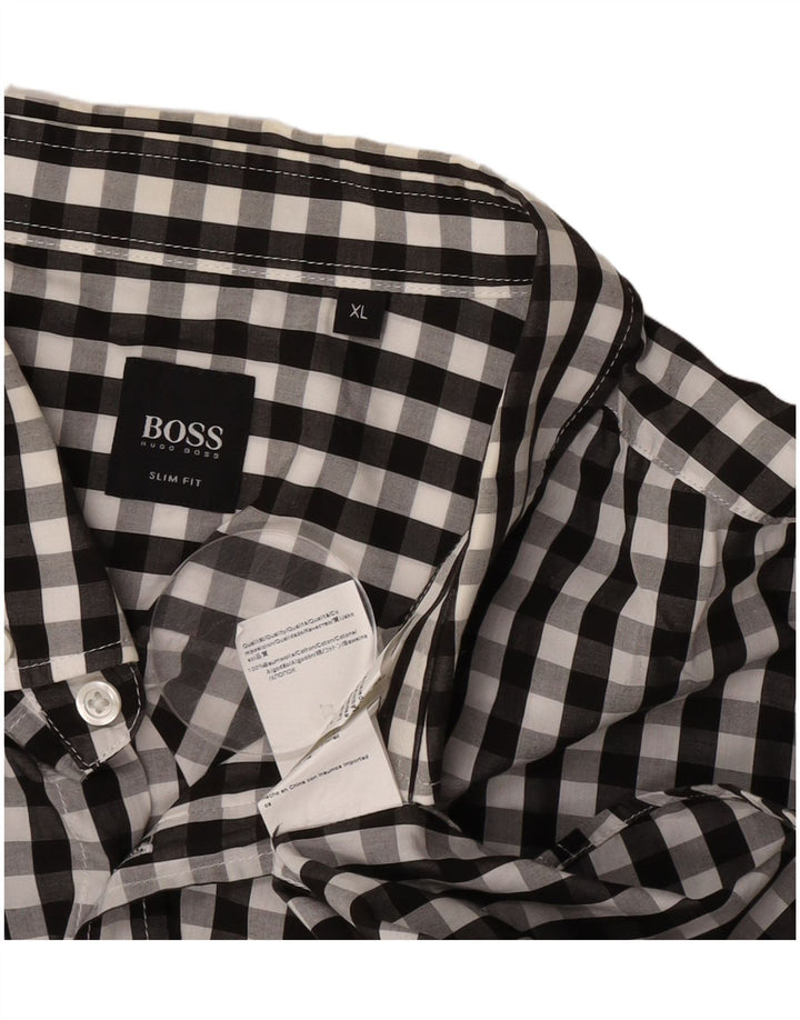 Hugo Boss Chemise Slim Fit XL en coton vichy noir