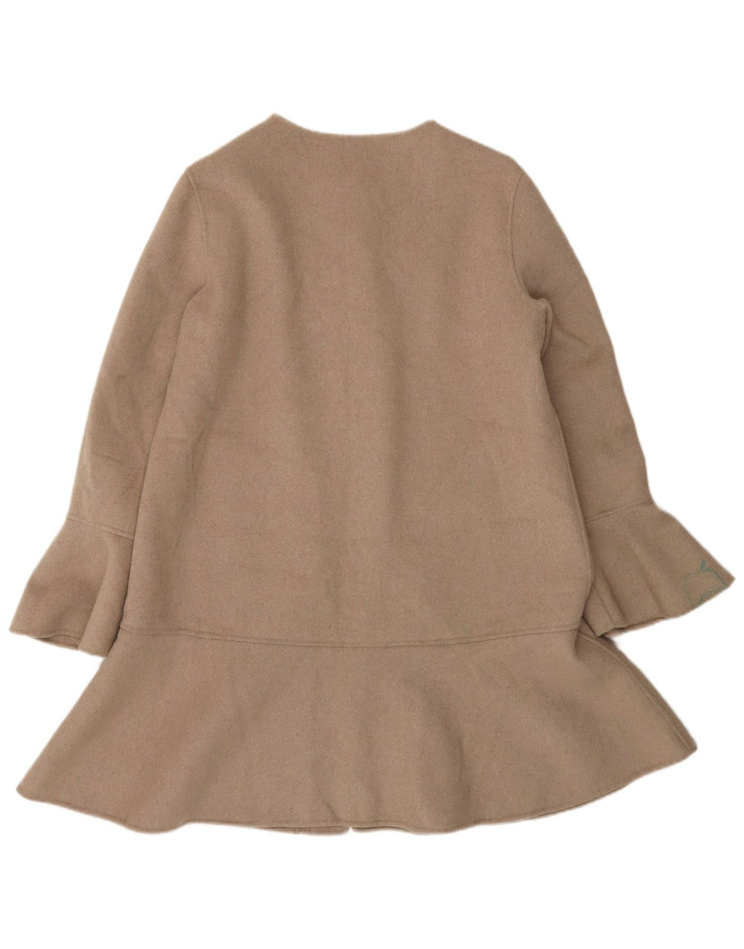 Zara Womens Manteau fait main UK 14 Laine beige moyen