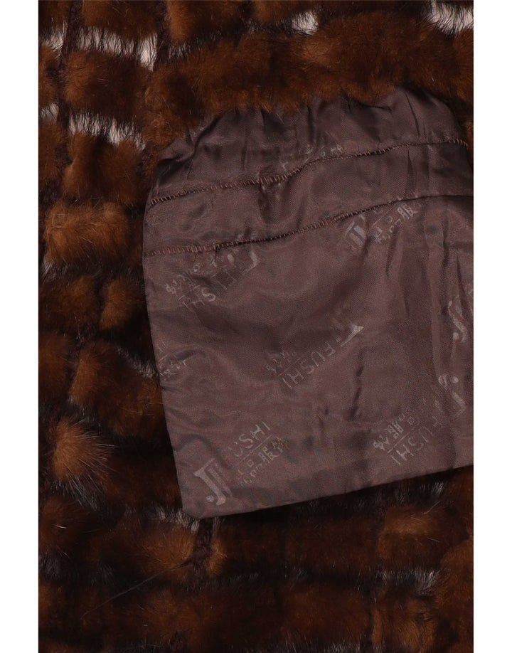 gilet de fourrure femme vintage UK 14 Brun moyen