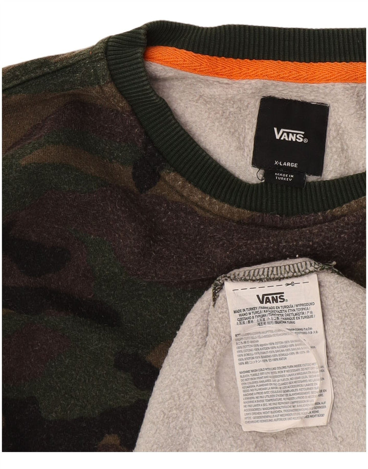 Vans Sweat-shirt graphique pour homme XL Kaki Camouflage Coton