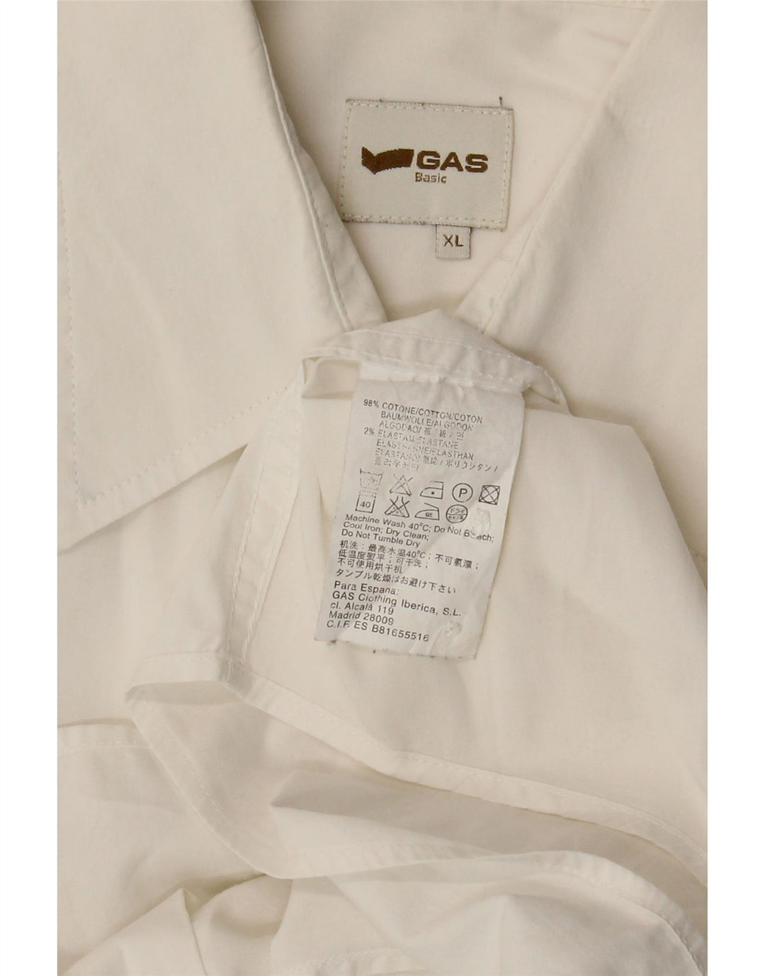 Chemise Homme Gas XL Coton Blanc