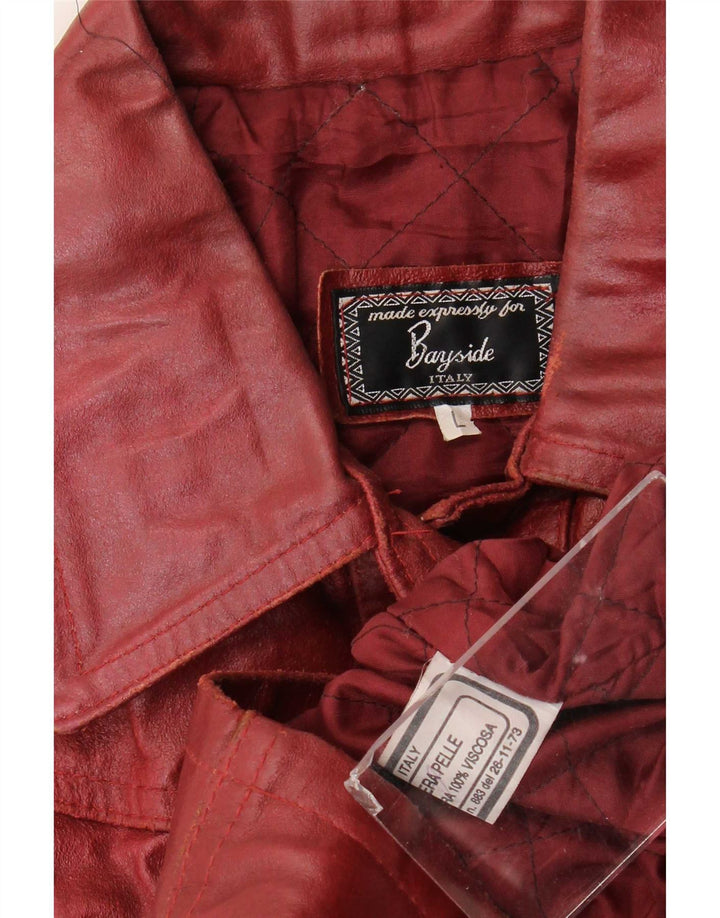 Bayside Veste en cuir pour femme UK 14 Large Bordeaux