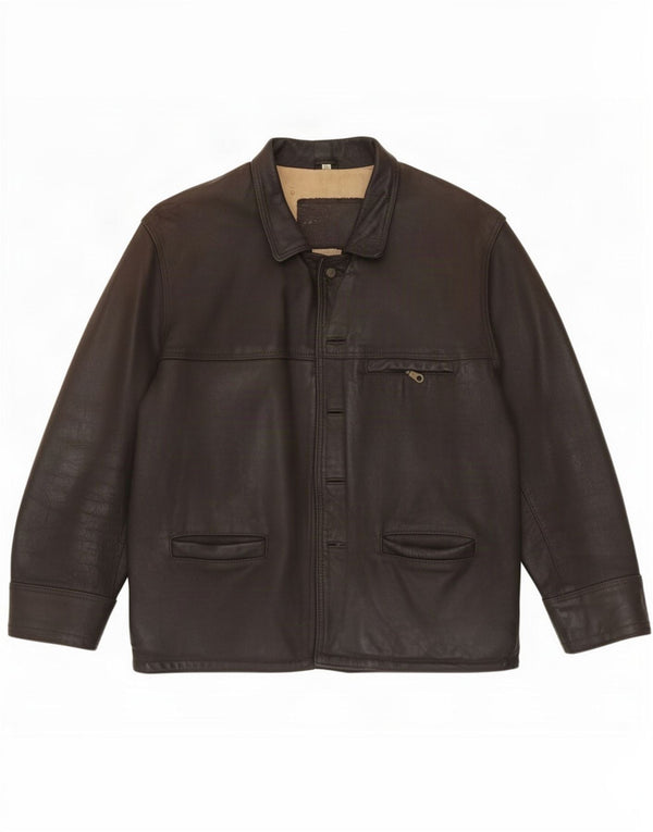 veste en cuir homme vintage UK 44 2XL Marron
