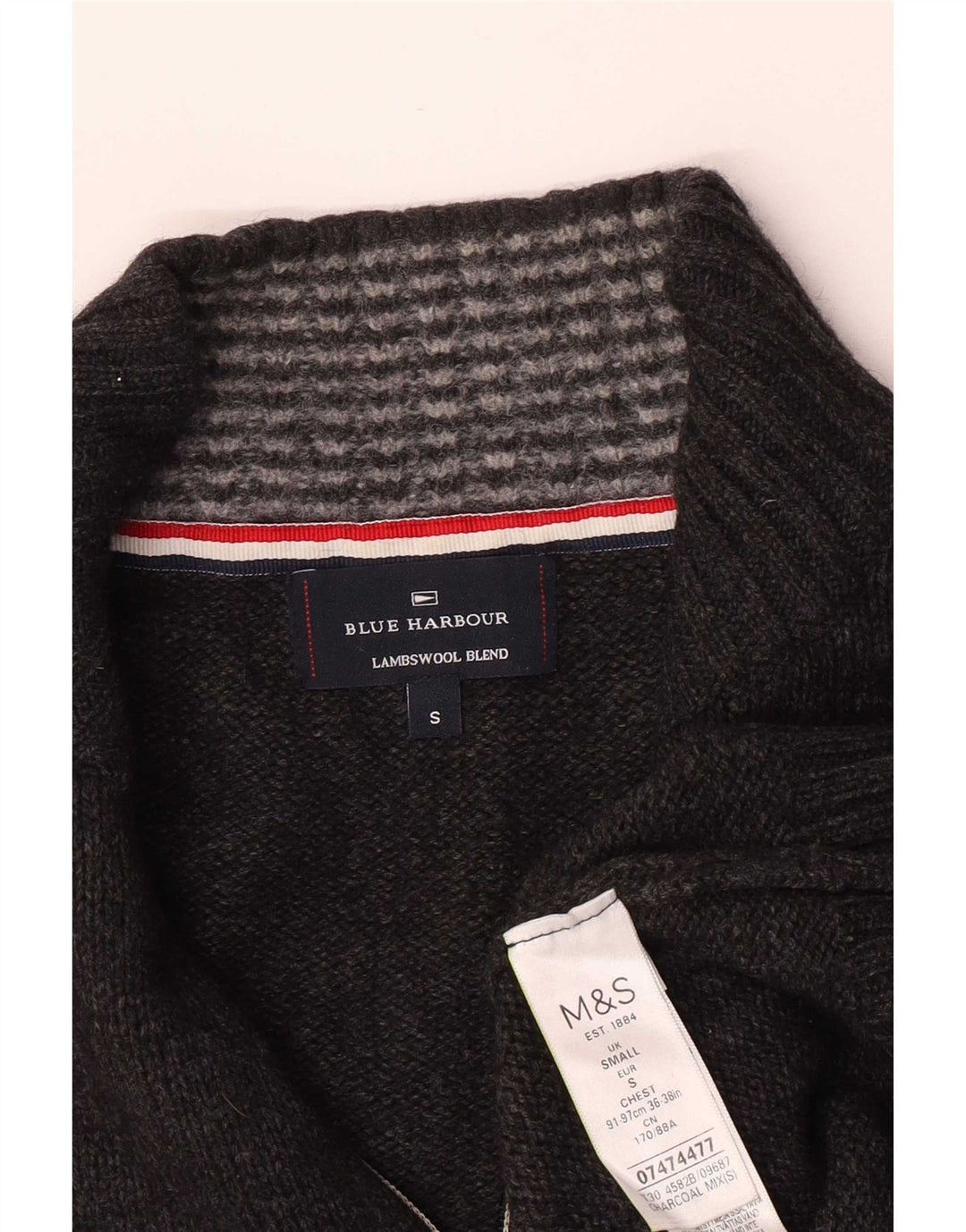 Marks & Spencer Pull bleu Harbor à col zippé pour homme, petit gris