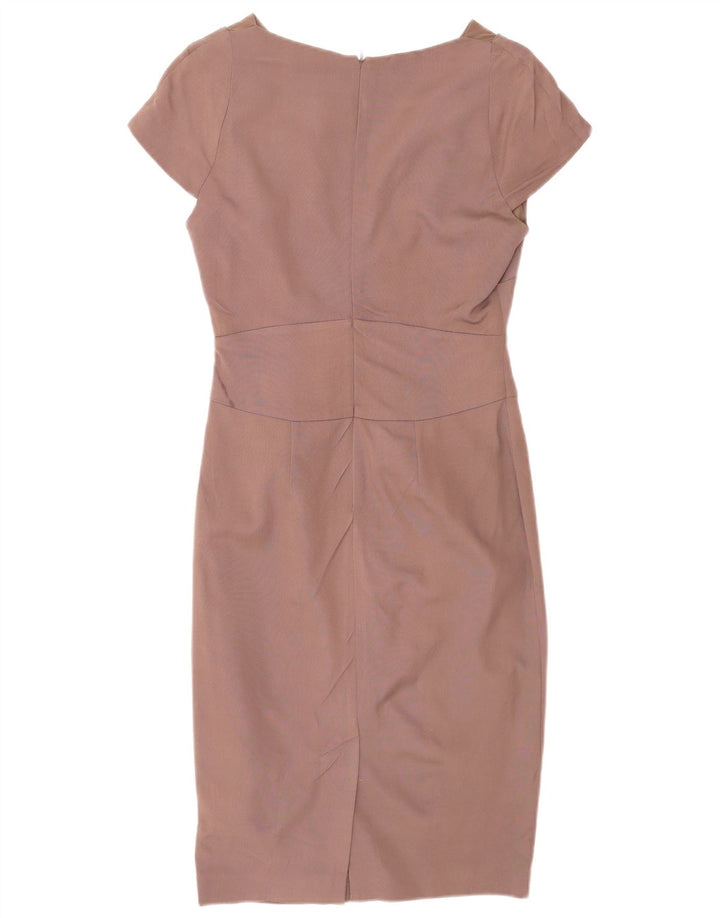 Reiss Robe fourreau pour femme UK 8 Small Marron Viscose