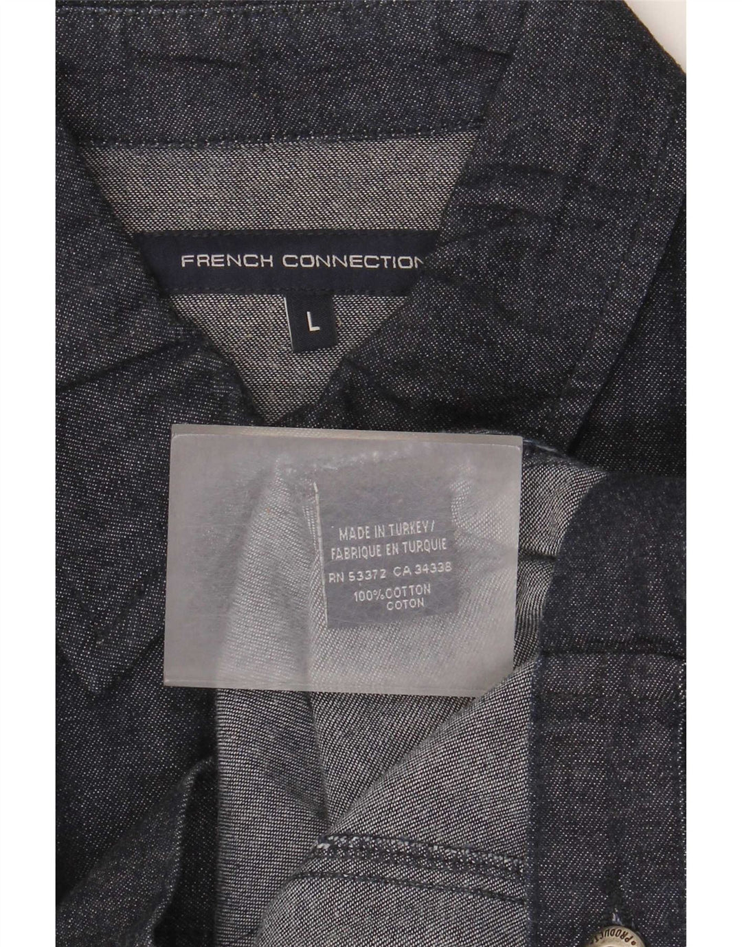 French Connection Veste bomber en jean pour homme UK 40 Large Bleu marine en coton