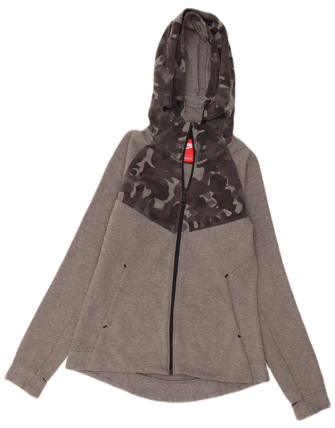 Nike Pull à capuche zippé pour femme UK 10 Petit coton gris
