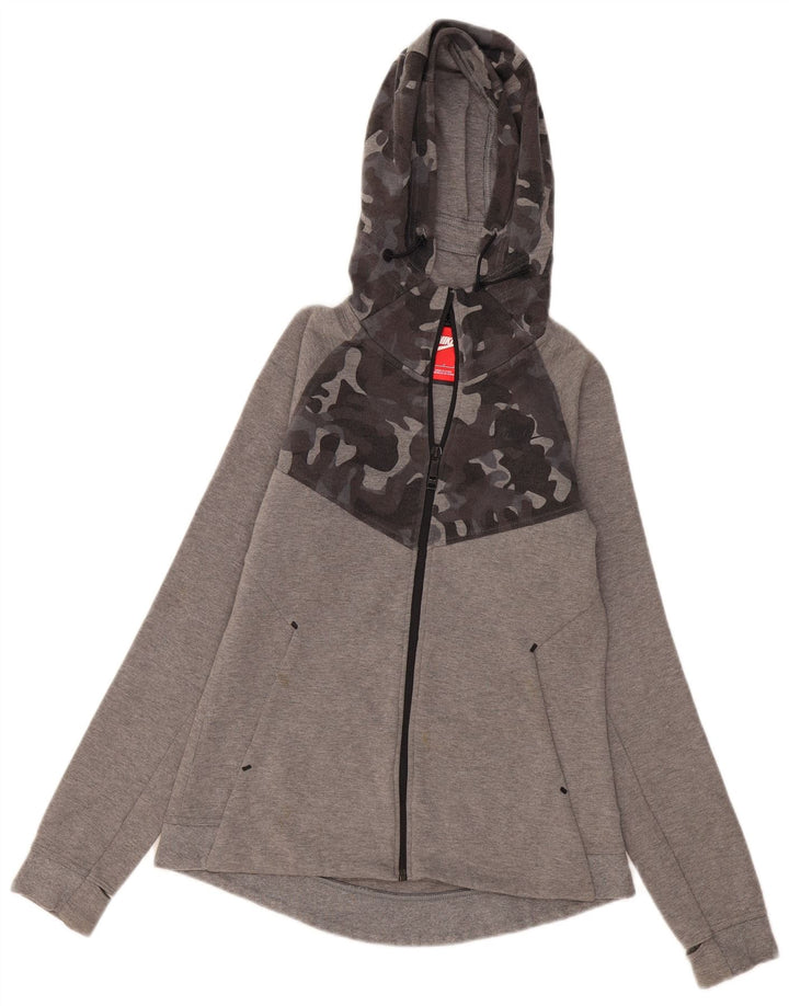 Nike Pull à capuche zippé pour femme UK 10 Petit coton gris