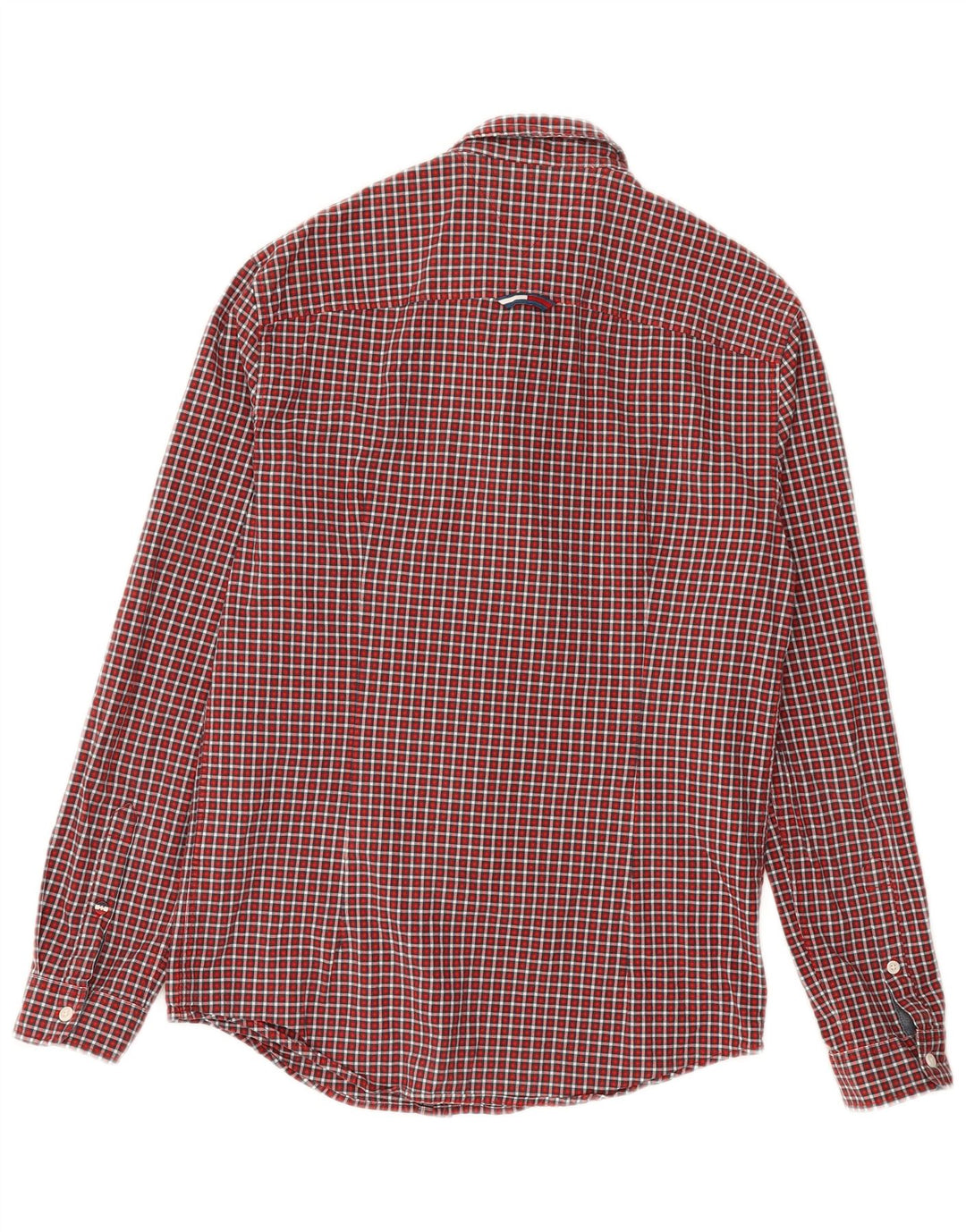 TOMMY HILFIGER Mens Slim Fit Flannel Shirt Medium Red Check Cotton
