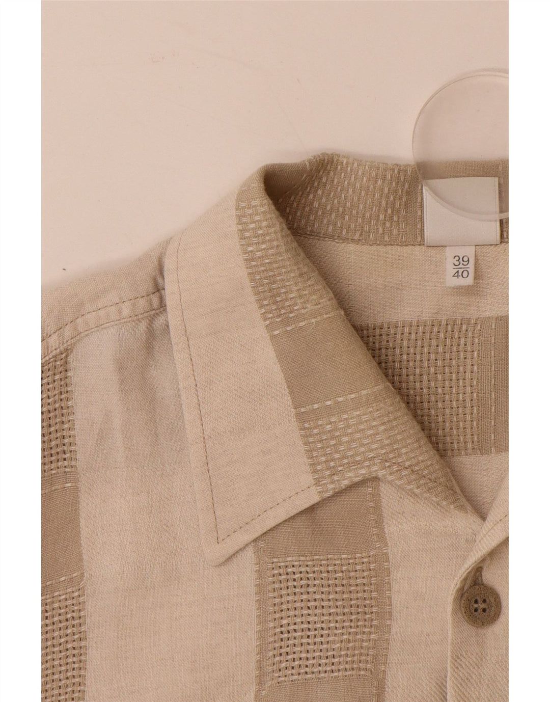 WALBUSCH Chemise manches courtes homme Taille 39/40 Lin rayé beige moyen