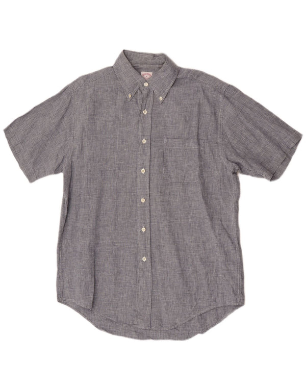 Brooks Brothers Chemise à manches courtes pour homme Motif pied-de-poule Bleu moyen