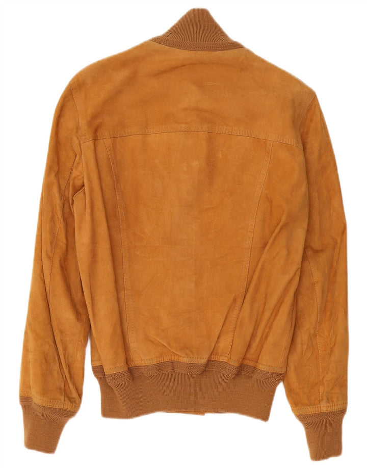Veste Bomber En Daim Vintage Homme IT 48 Cuir Beige Moyen