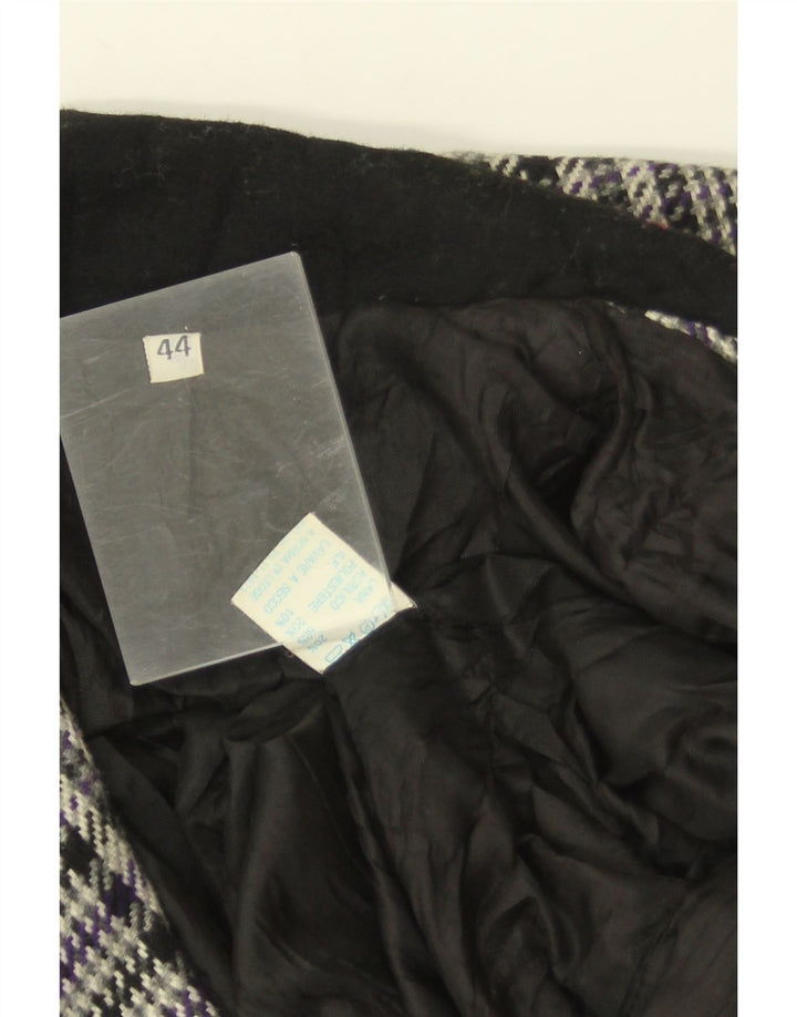 vintage Femme 3 Bouton Blazer Veste IT 44 Moyen Gris Pied-de-poule Laine