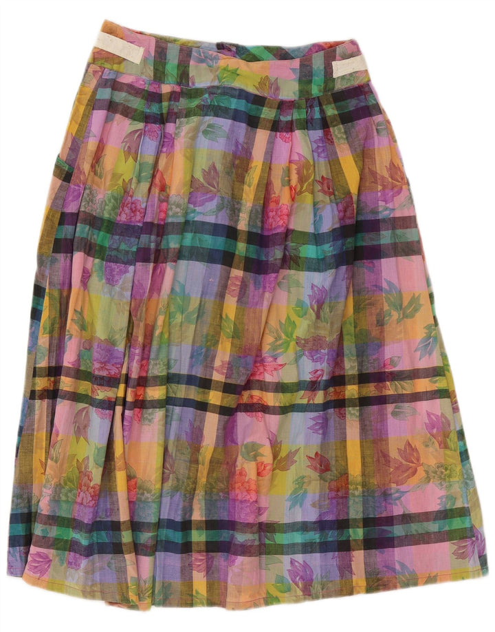 vintage Femme A-Line Jupe Moyenne W28 Coton Floral Multicolore