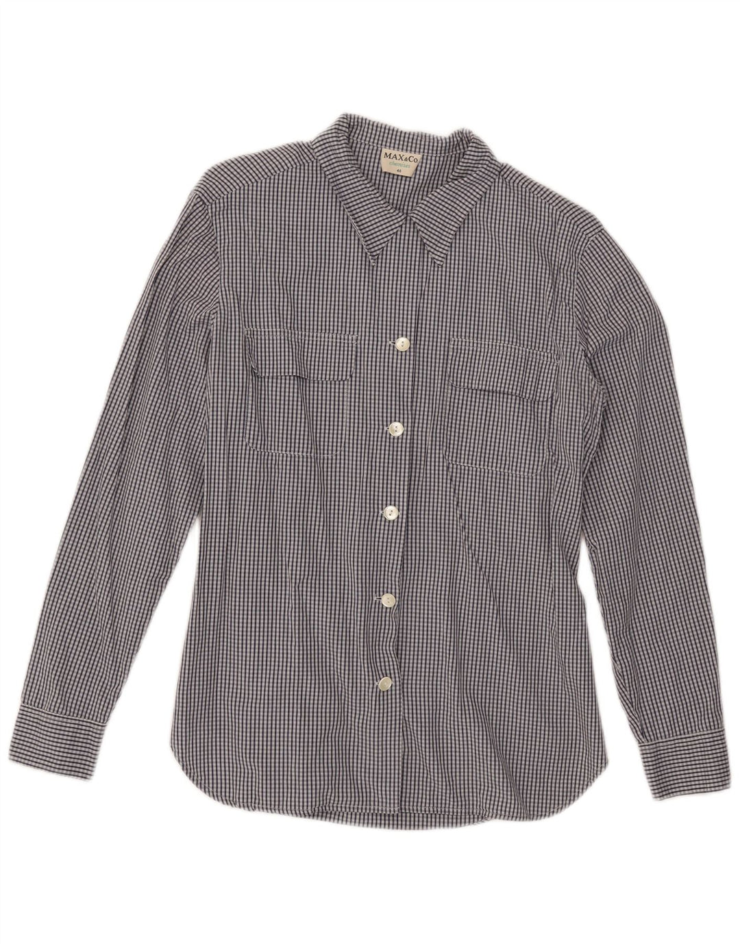 Max & Co. Chemise Femme IT 46 Grand Carreau Bleu Marine Coton