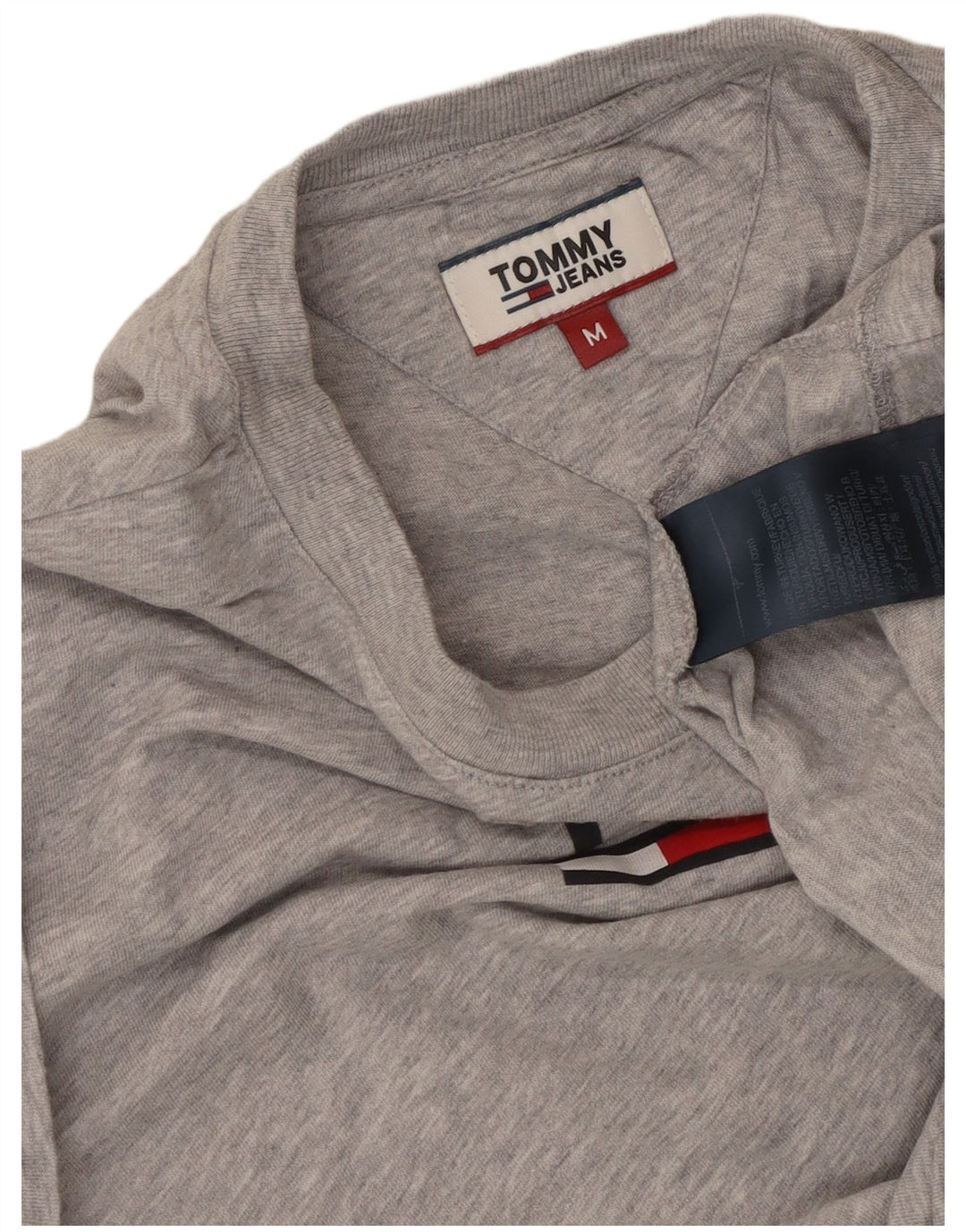 TOMMY HILFIGER T-Shirt Graphique Femme UK 14 Coton Chiné Gris Moyen