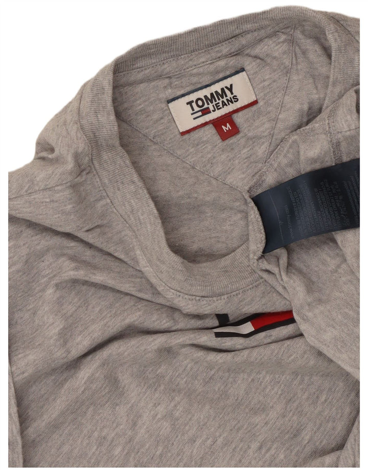 TOMMY HILFIGER T-Shirt Graphique Femme UK 14 Coton Chiné Gris Moyen
