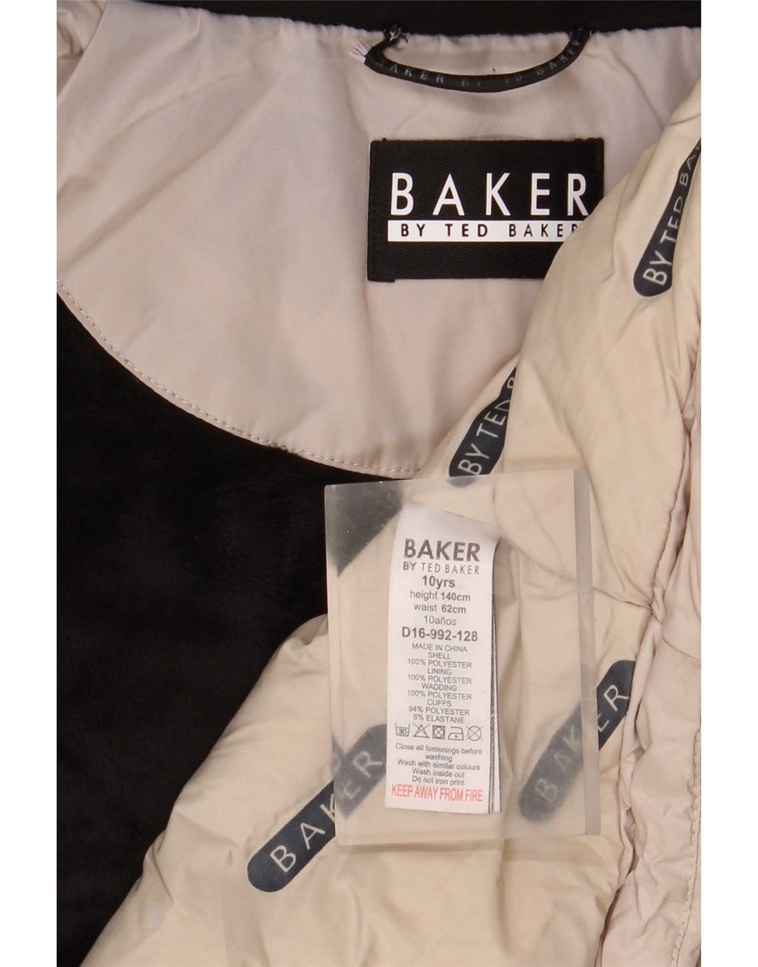 Ted Baker Manteau matelassé à capuche graphique pour fille 9-10 ans Beige Polyester