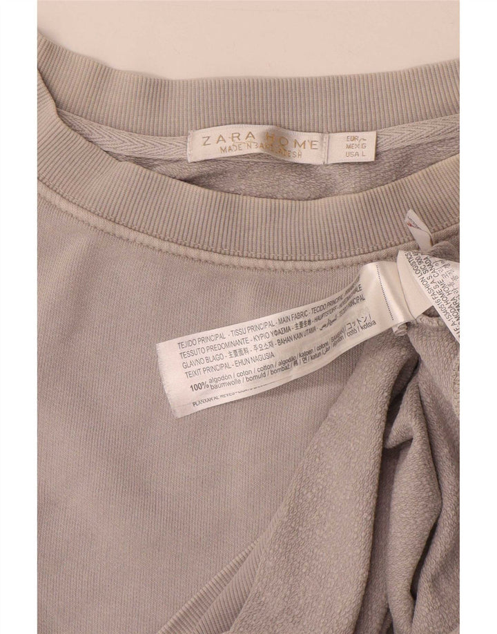 Zara Womens Sweatshirt Oversize Jumper UK 16 Grand Coton Gris