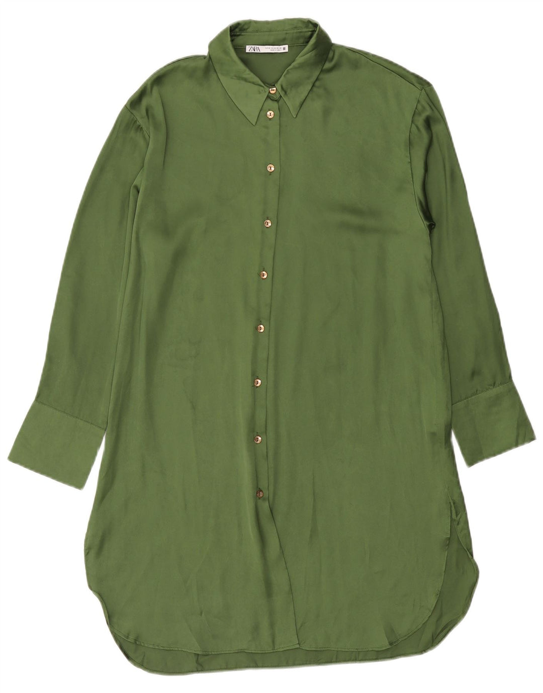 Robe chemise Zara pour femme UK 44 en polyester vert moyen