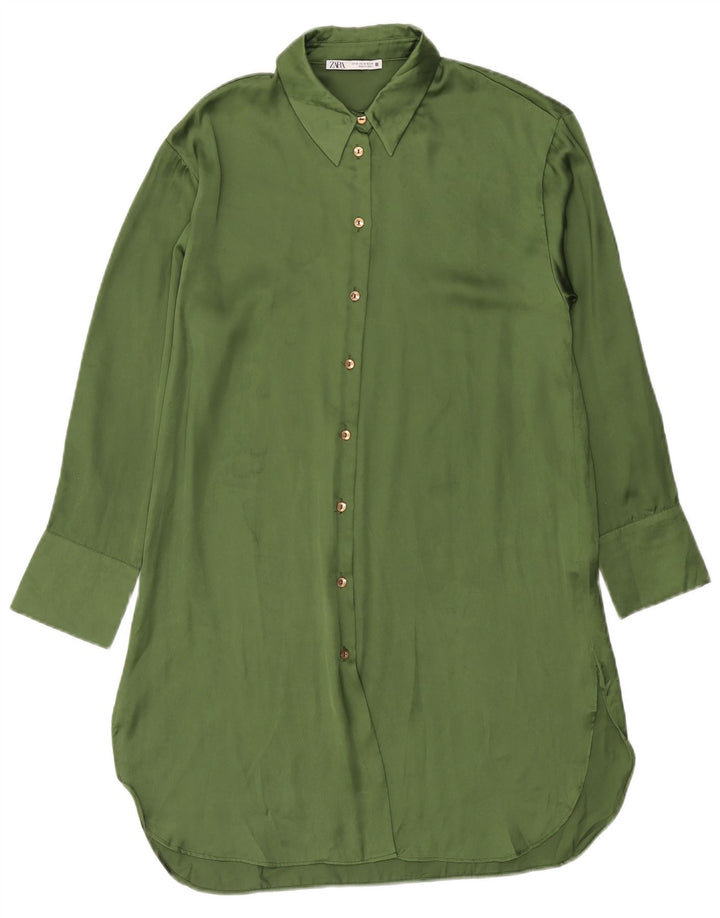 Robe chemise Zara pour femme UK 44 en polyester vert moyen