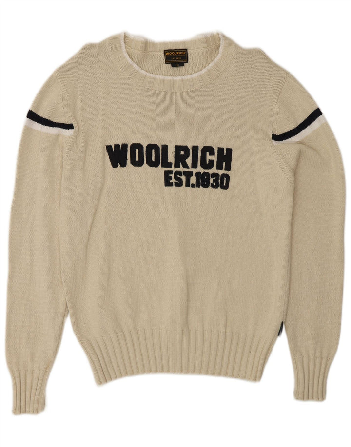 Woolrich Pull Graphique Col Bateau Homme Blanc Cassé Rayé