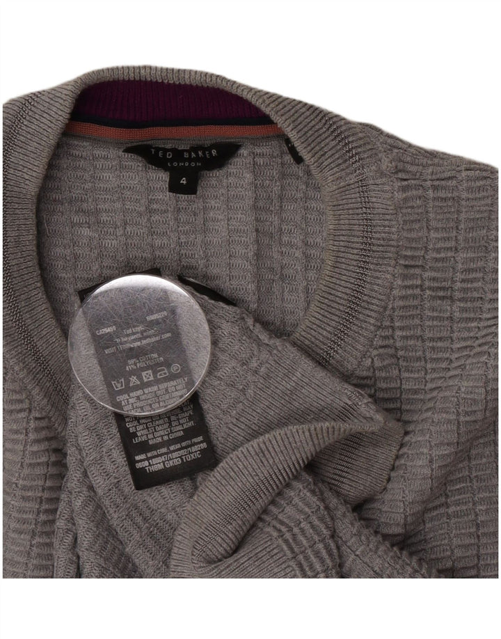 Ted Baker Pull à col rond pour homme Taille 4 Grand Coton Gris