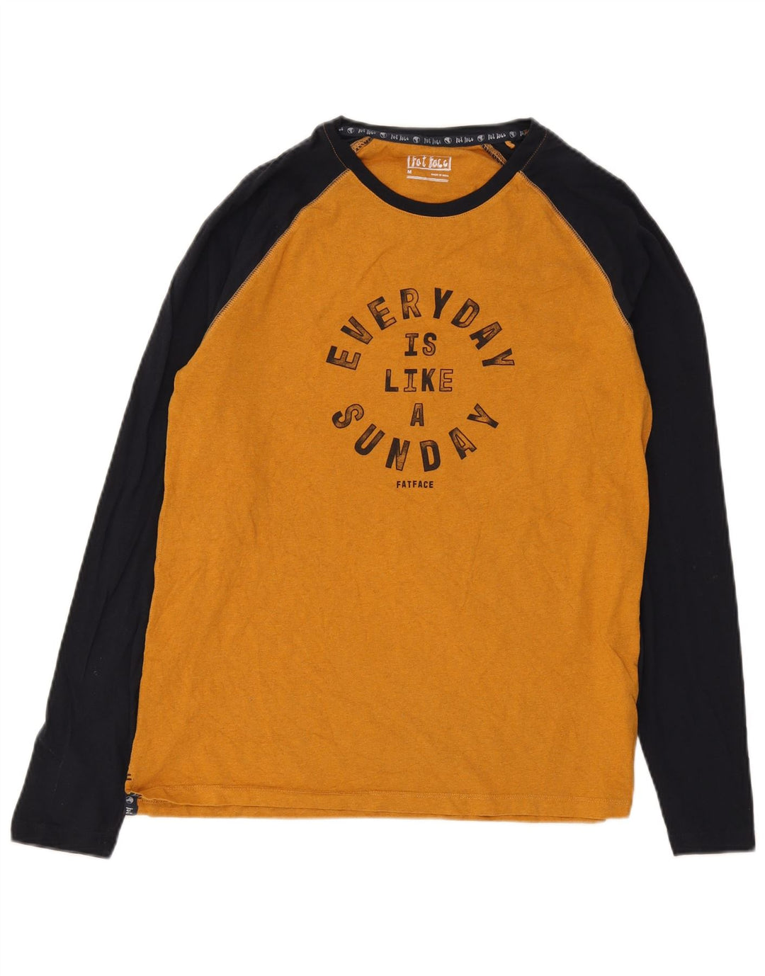 Fat Face Haut graphique à manches longues pour homme en coton color block jaune moyen