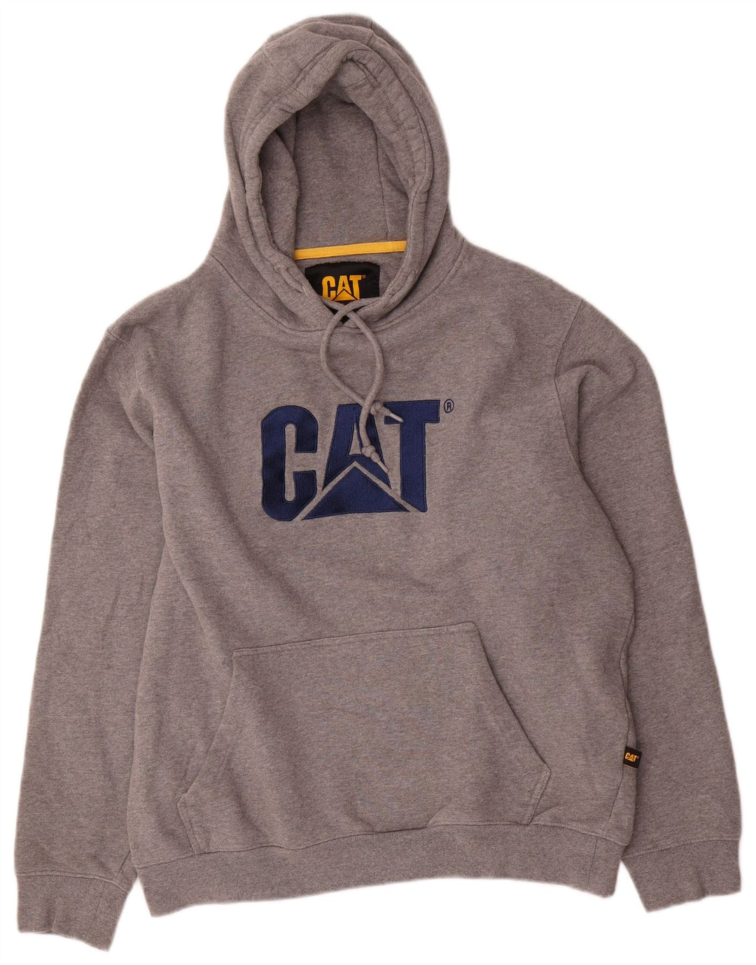 CAT Pull à capuche graphique pour hommes, grand coton gris