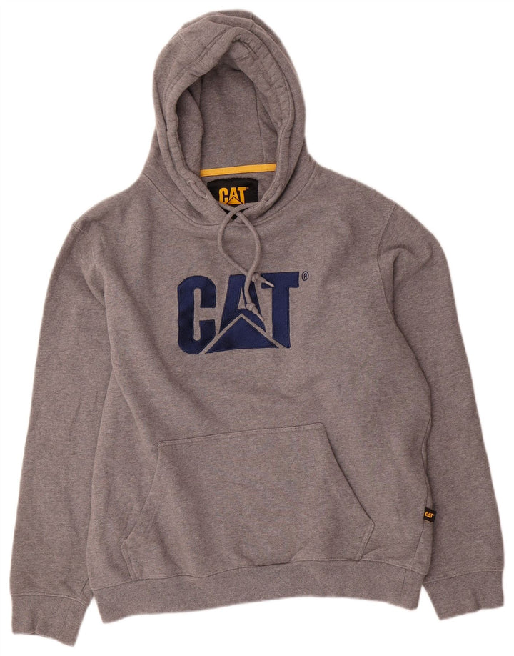 CAT Pull à capuche graphique pour hommes, grand coton gris