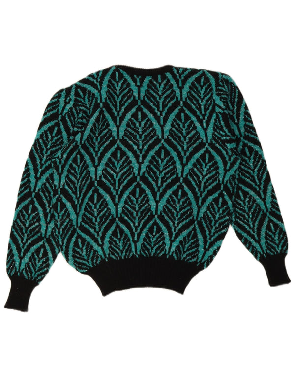 vintage Femmes Loose Fit Crew Neck Jumper Pull UK 10 Petit Vert