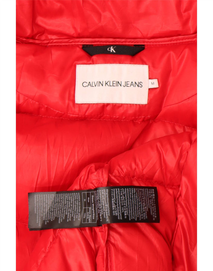 Calvin Klein Jeans Veste matelassée à capuche pour femme UK 14 Rouge moyen Polyester