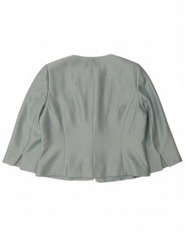 JACQUES VERT Veste blazer à manches 3/4 pour femme 1 bouton UK 14 Large Bleu