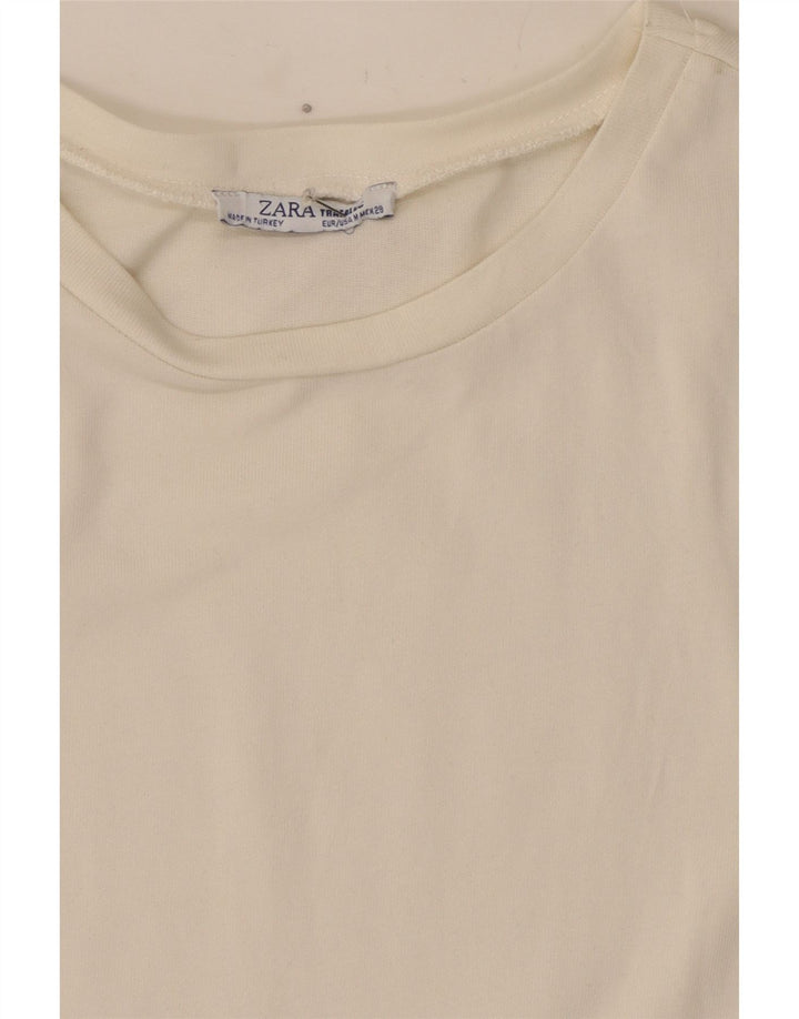 Zara Womens Blouse Top UK 12 Medium Blanc Imprimé Animal