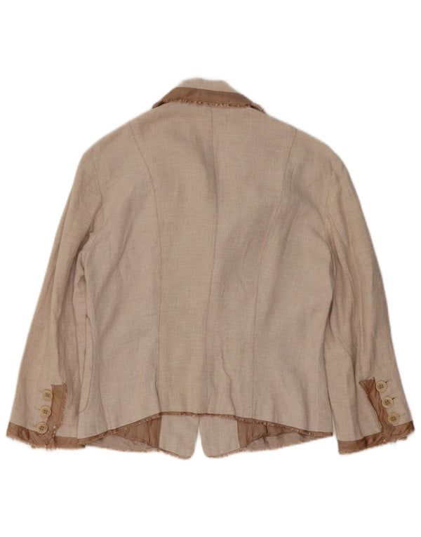 Pinko Veste Blazer 3 Boutons Femme UK 8 Petit Coton Beige