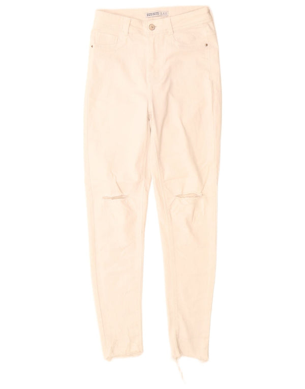 Zara Jean skinny vieilli pour femme EU 36 XS W26 L28 Coton blanc