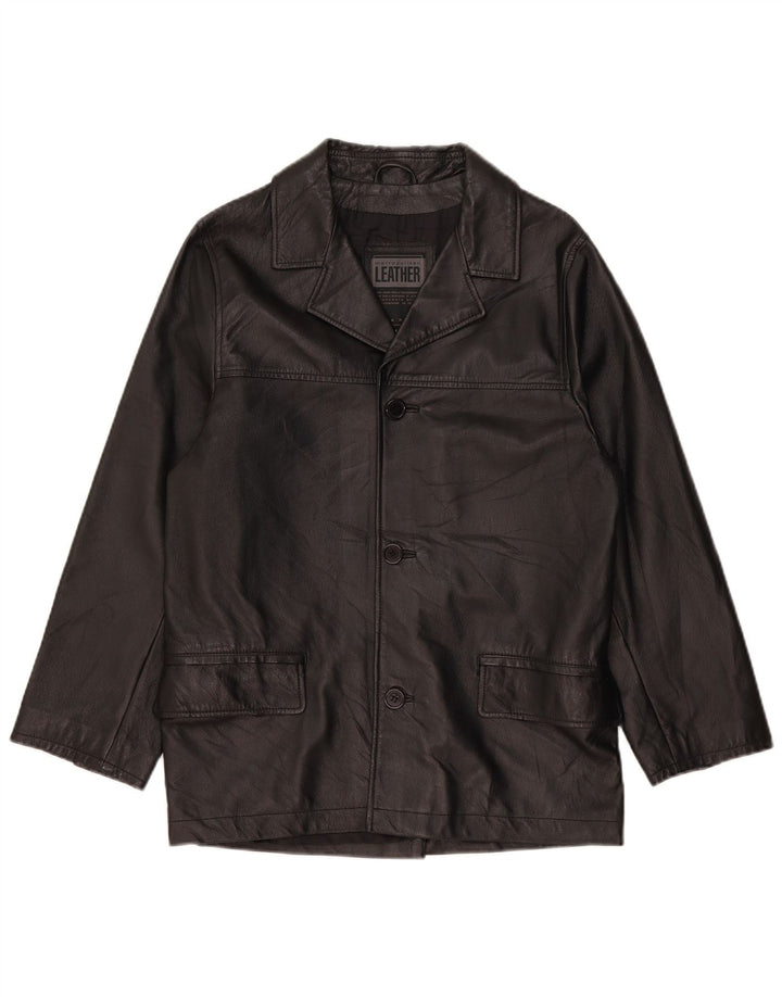 Metropolitan Veste blazer en cuir à 3 boutons pour homme IT 48 Cuir noir moyen