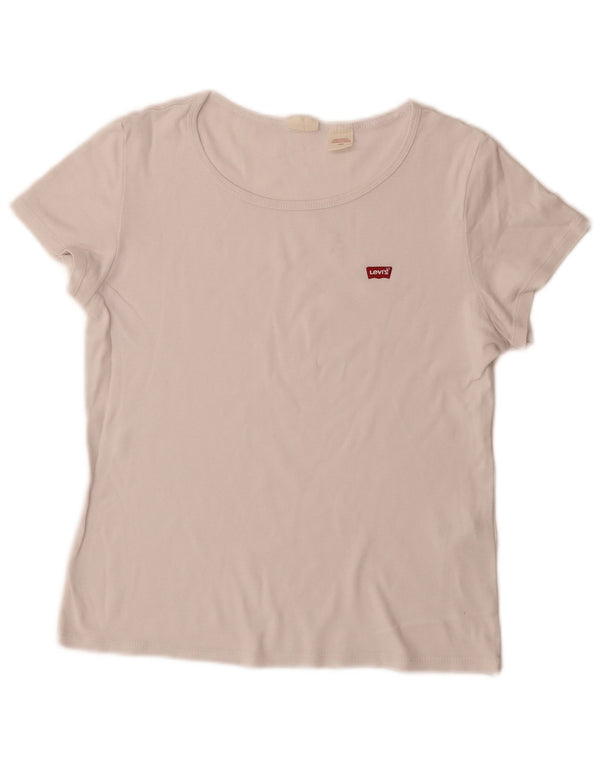 Levi's T-Shirt Femme UK 14 Large Blanc Coton