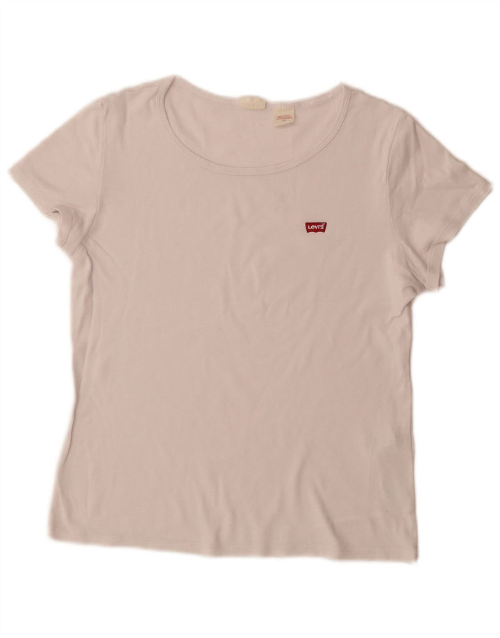 Levi's T-Shirt Femme UK 14 Large Blanc Coton