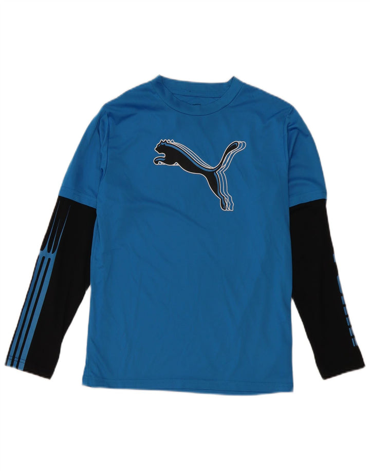 Puma Haut graphique à manches longues pour garçon 11-12 ans Bleu Colorblock Polyester