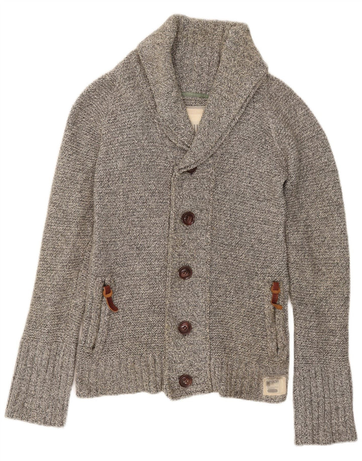 Superdry Cardigan Pull Gris Moyen Coton Homme