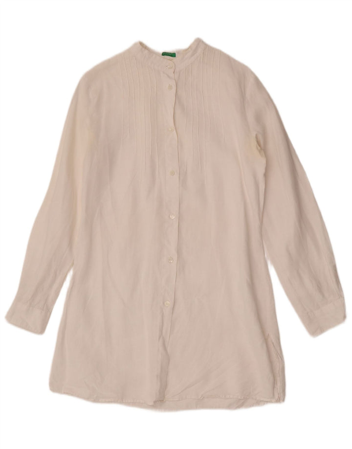 Benetton Robe chemise pour femme UK 10 Small Blanc