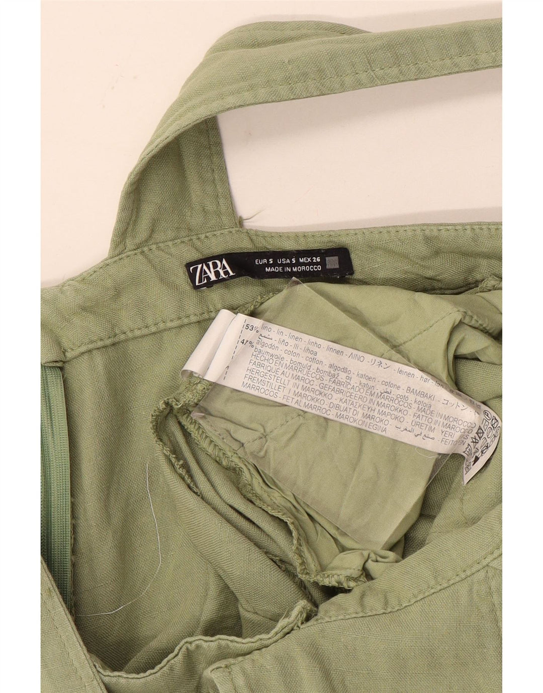 Zara Femme Salopette Short Petit W28 Lin Kaki