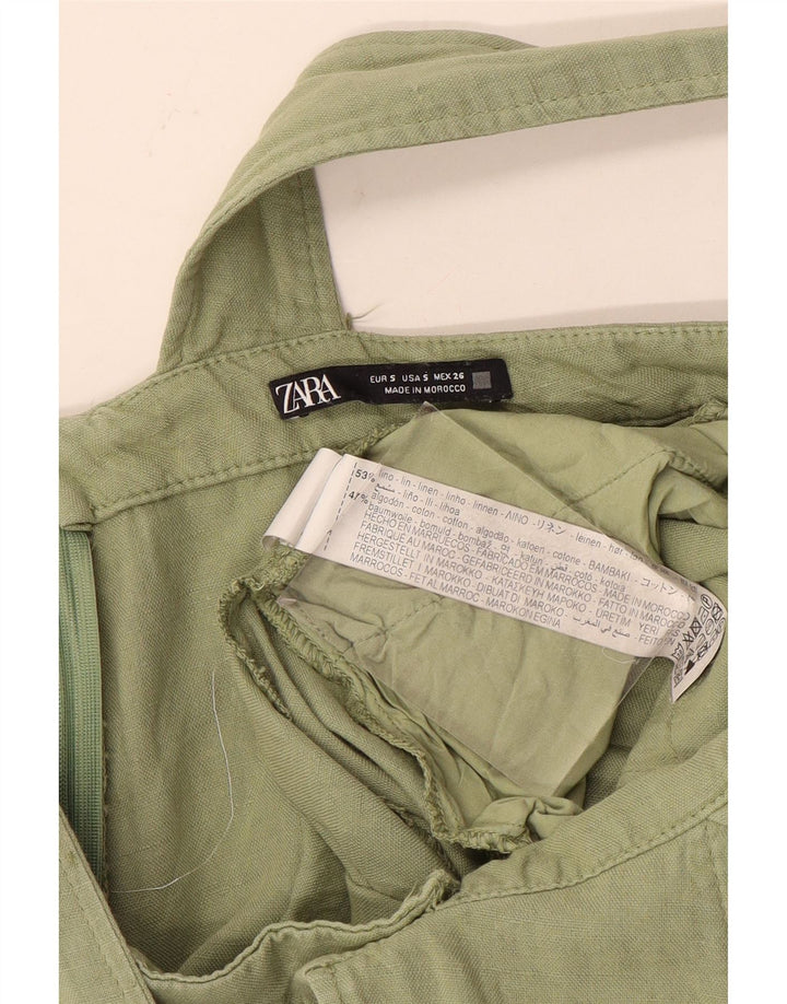 Zara Femme Salopette Short Petit W28 Lin Kaki
