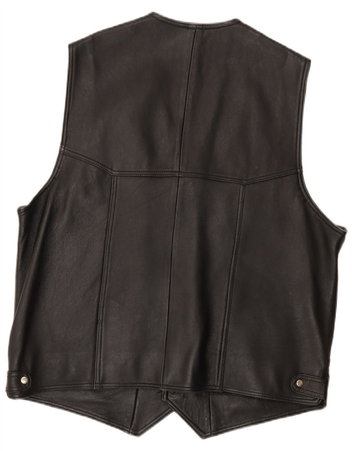 gilet en cuir homme vintage IT 56 3XL Noir